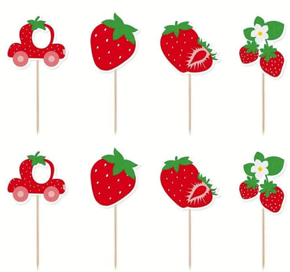 Strawberry Summer Fruit Theme Party Cake Insert Sign, Party Decoration Supplies, Party Supplies, Party Decor, Summer Decor