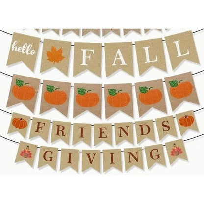 Thanksgiving Pumpkin & Maple Leaf Banner: Autumn Pull Flag for Fall Decor