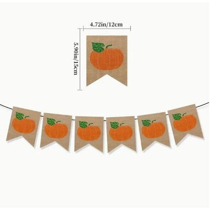 Thanksgiving Pumpkin & Maple Leaf Banner: Autumn Pull Flag for Fall Decor