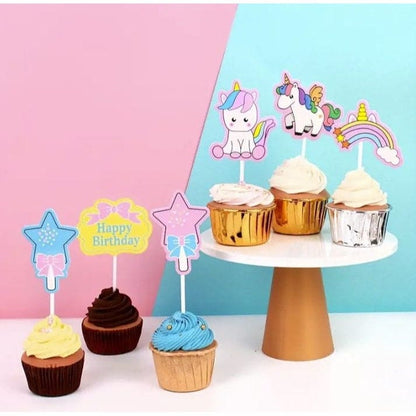 Unicorn Series Cake Topper: Rainbow Stars & Pegasus