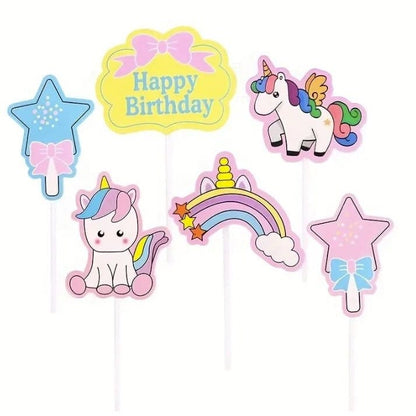 Unicorn Series Cake Topper: Rainbow Stars & Pegasus