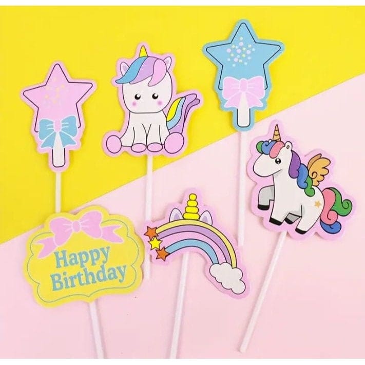 Unicorn Series Cake Topper: Rainbow Stars & Pegasus