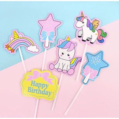 Unicorn Series Cake Topper: Rainbow Stars & Pegasus