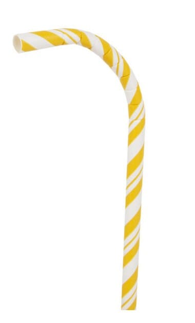 flexible yellow and white stripped paper straw