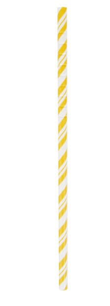 Yellow and white striped paper straw