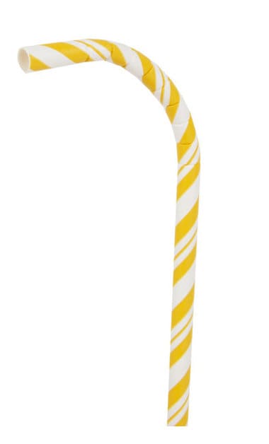 flexible yellow paper straw with white stripes